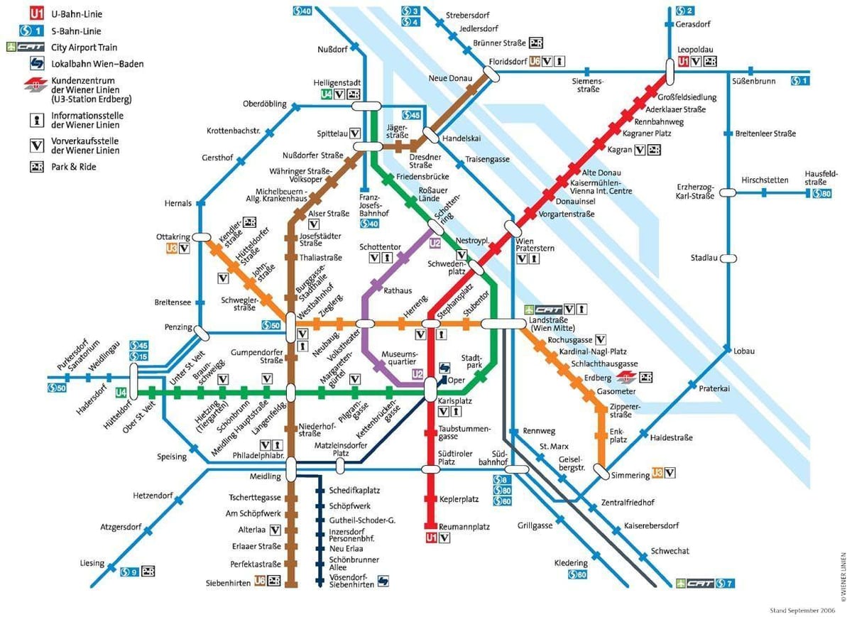 אוסטריה וינה מפה של הרכבת התחתית