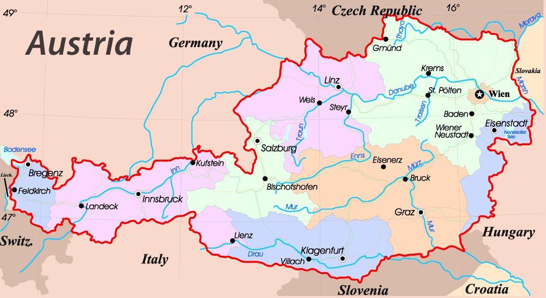 מפה של אוסטריה austria. kgm