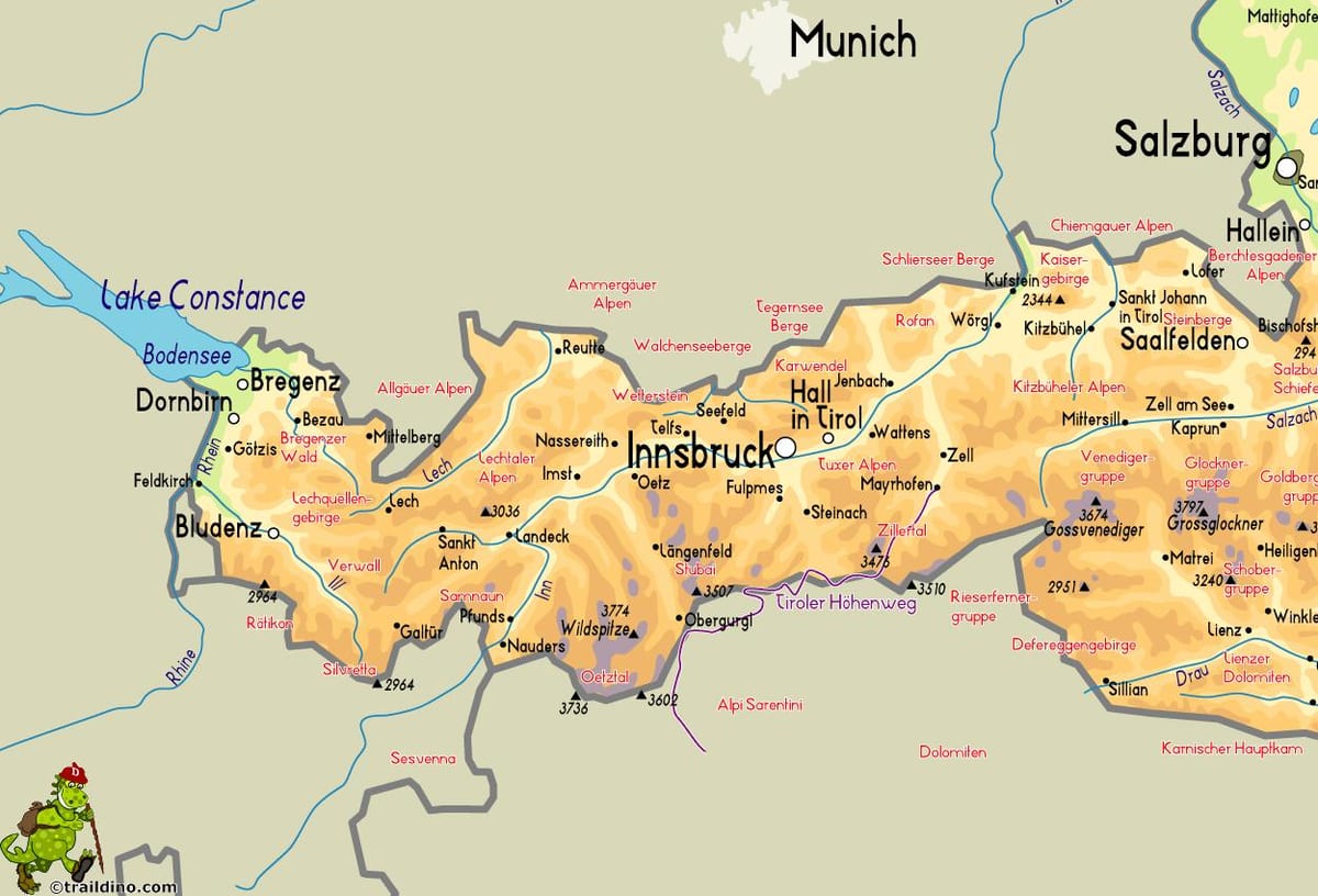 מפה של mayrhofen, אוסטריה