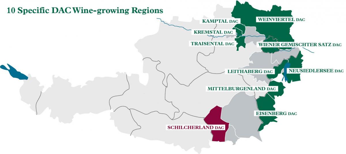 אוסטריה אזורי היין מפה