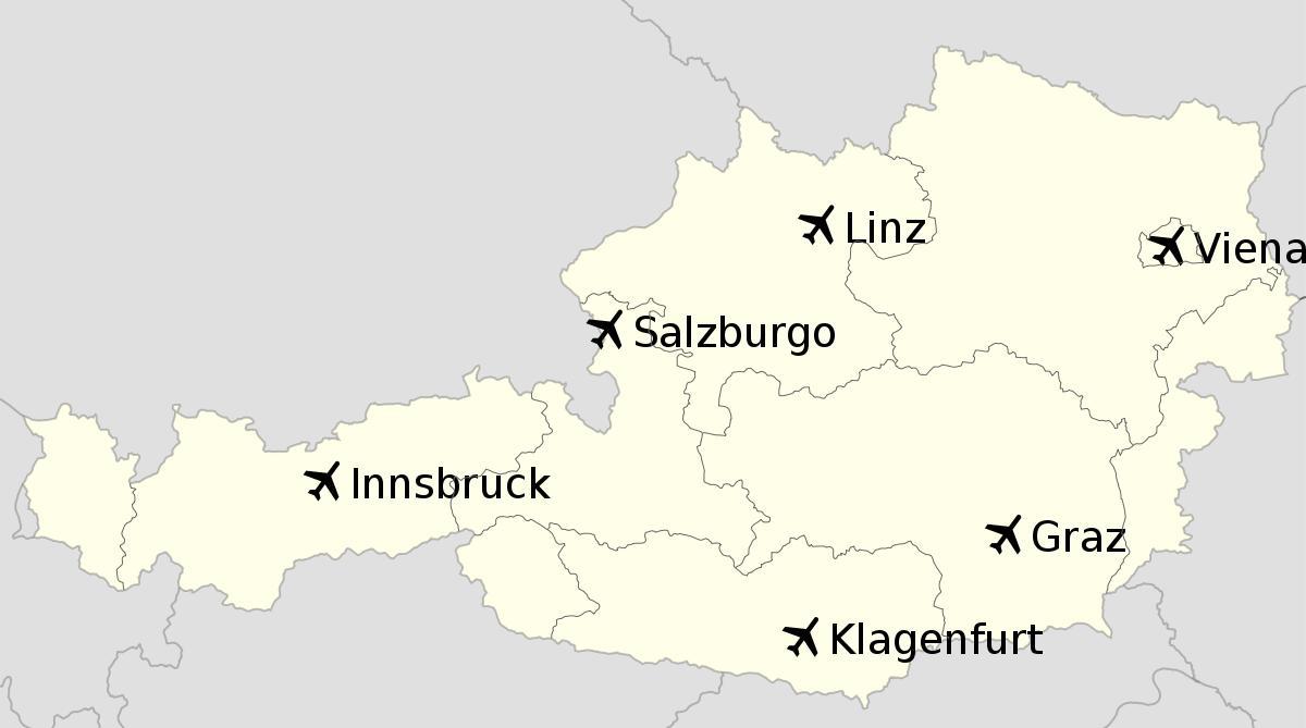 שדות התעופה באוסטריה מפה