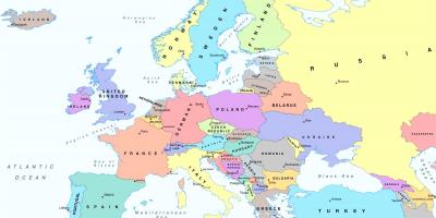 מפה של אירופה מראה אוסטריה